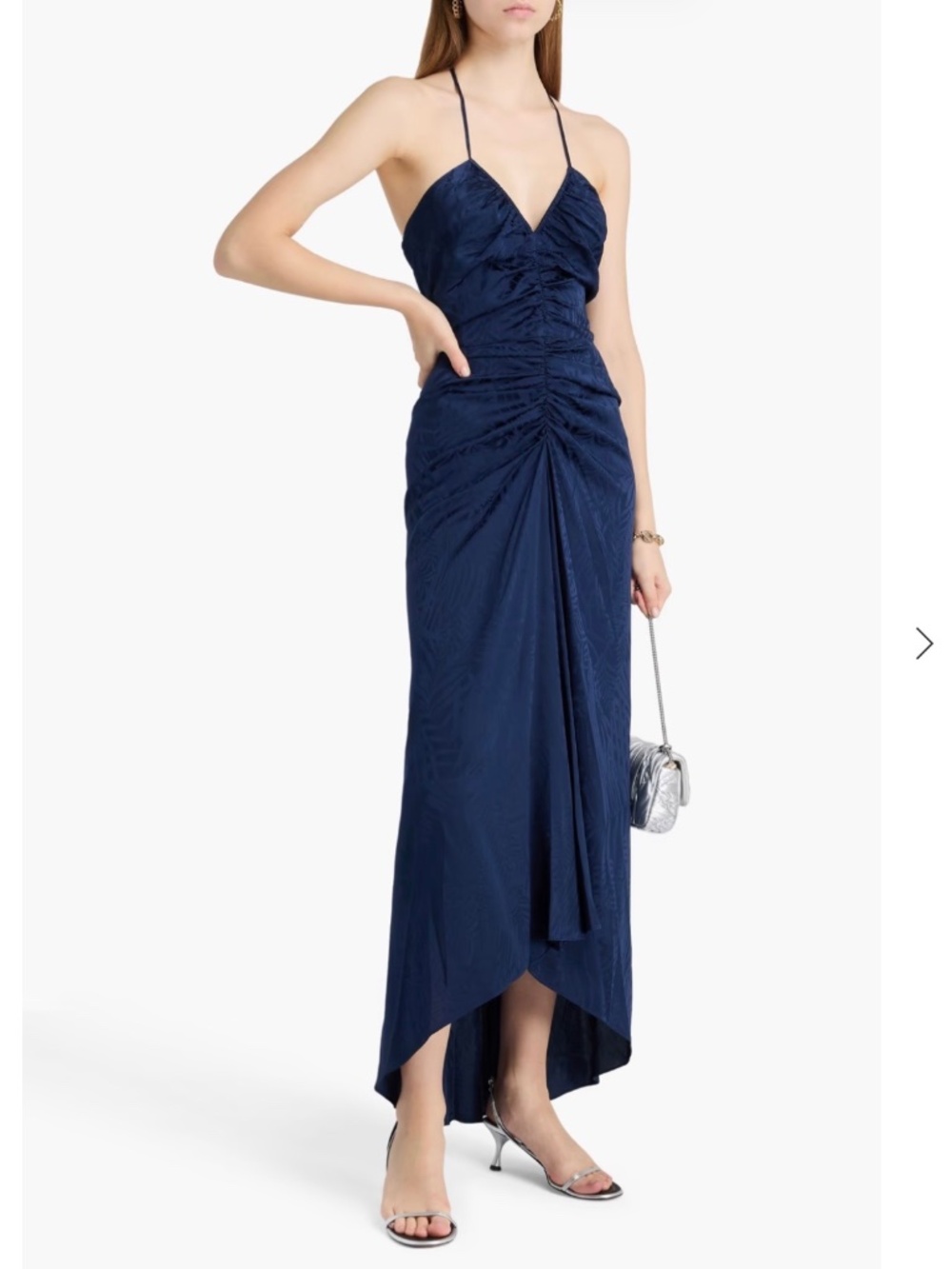 Veronica Beard Aldana Halter Silk Blend Maxi Dress Marine SZ 14